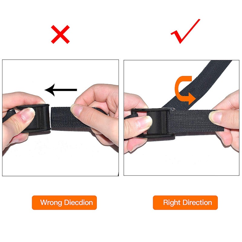 Gutezeiten 16ft Tie Down Straps, Lashing Straps Heavy Duty up to 700lbsï¼ŒAdjustable Cam Buckle Tie-Down Straps for Motorcycle, Cargo, Trucks,Trailer,SUP, Kayak, Luggage- Black 2 Pack - Image 5
